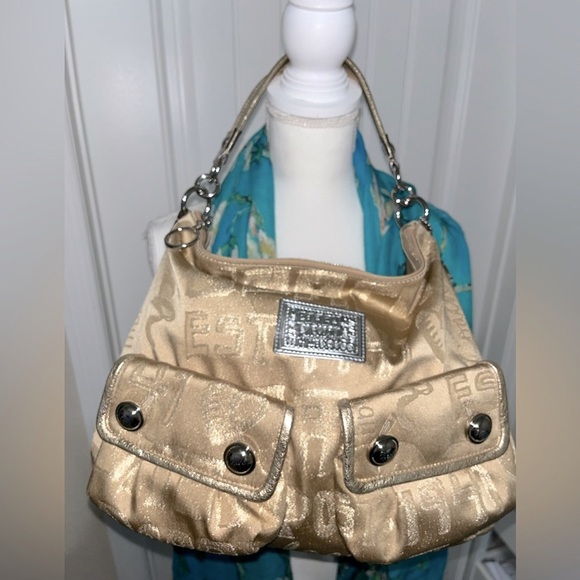 COACH POPPY STORYPATCH POP SWING BAG/ SHOULDER BAG GOLD #15304 - Picture 2 of 16